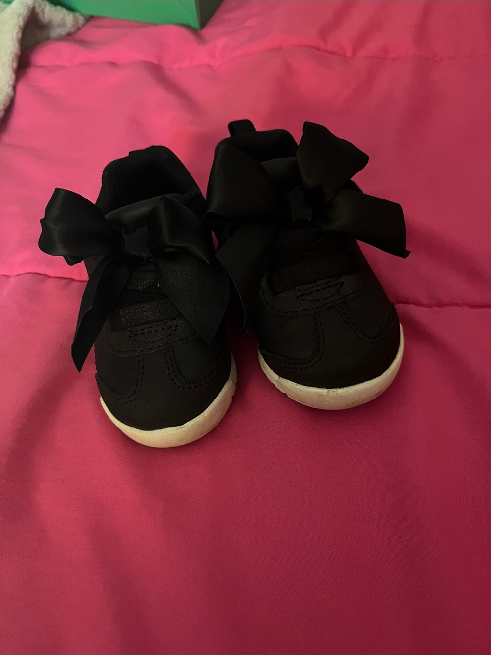 Carter's Black Bow Accent Baby Sneakers with White Soles